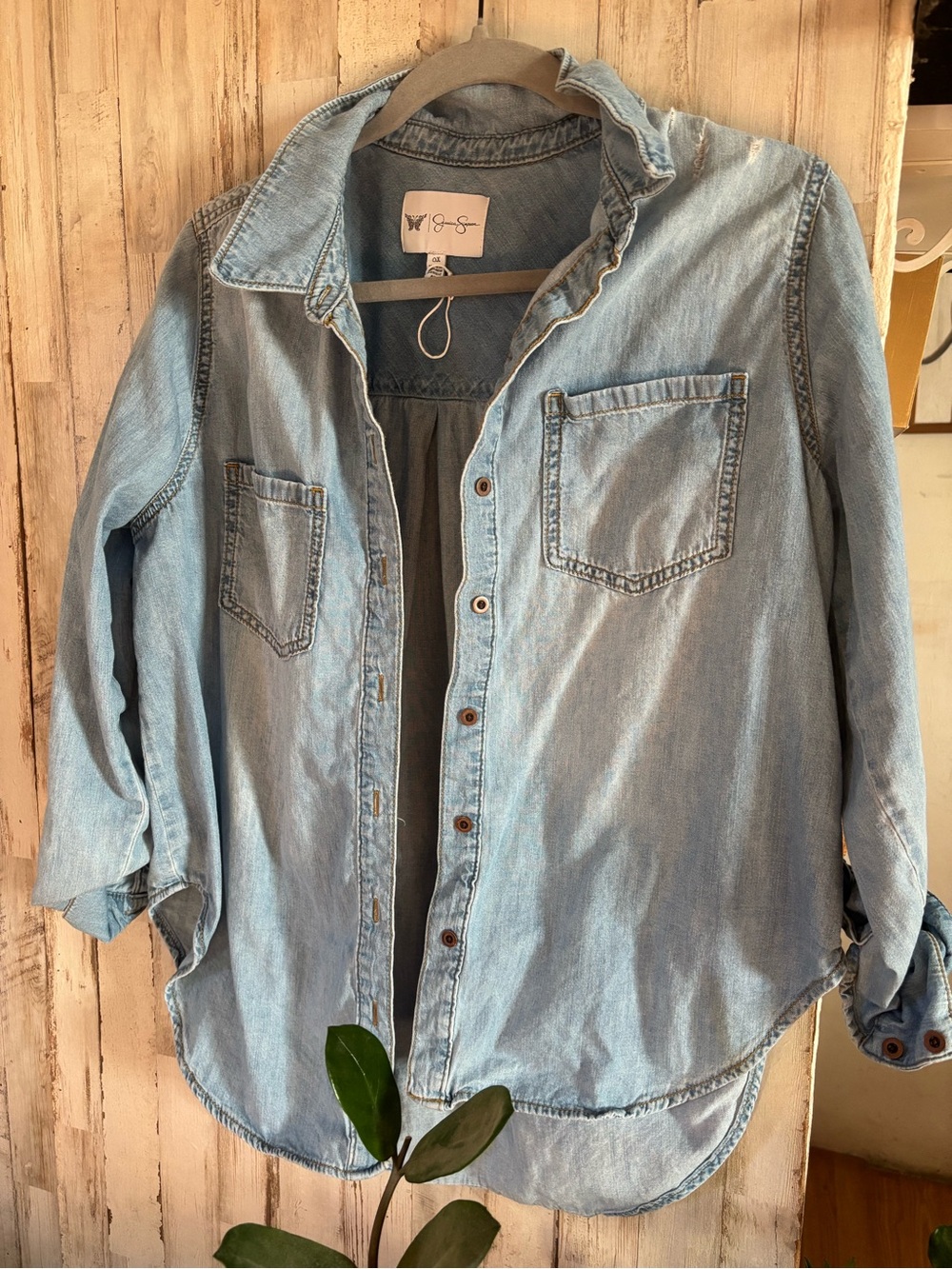 Jessica Simpson Light Blue Denim Button-Down Shirt